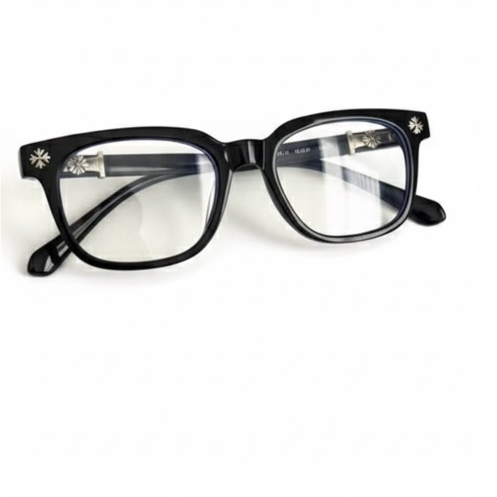 Chrome Hearts Black Rectangular Eyeglasses With B… - image 1